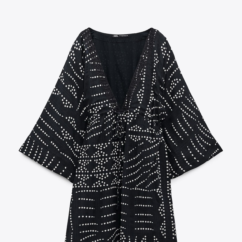 Zara Black and White Patterned Dress